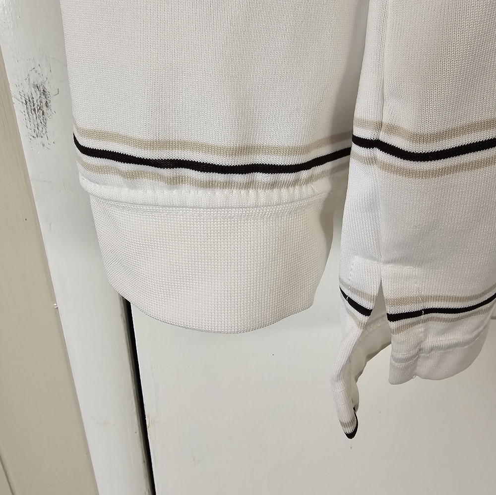 White Izod long sleeve striped polo